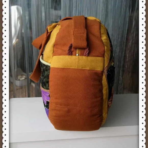 Crossbody Travel Bag for Women Canvas  Lightweight  Handmade Patchwork Design - Picture 4 of 12